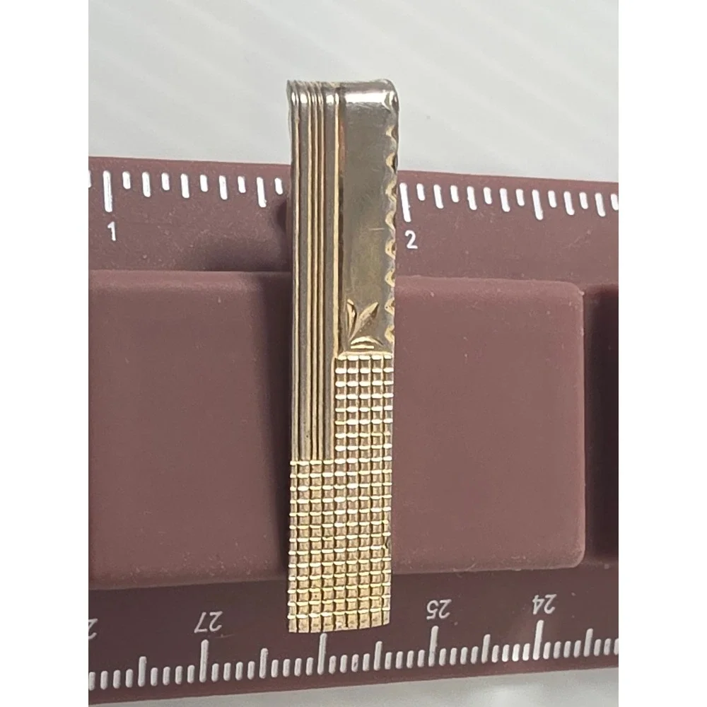 Unbranded Tie Clip 1.75in Gold Tone Fair Vintage Textured‎ Geometric Tie Bar